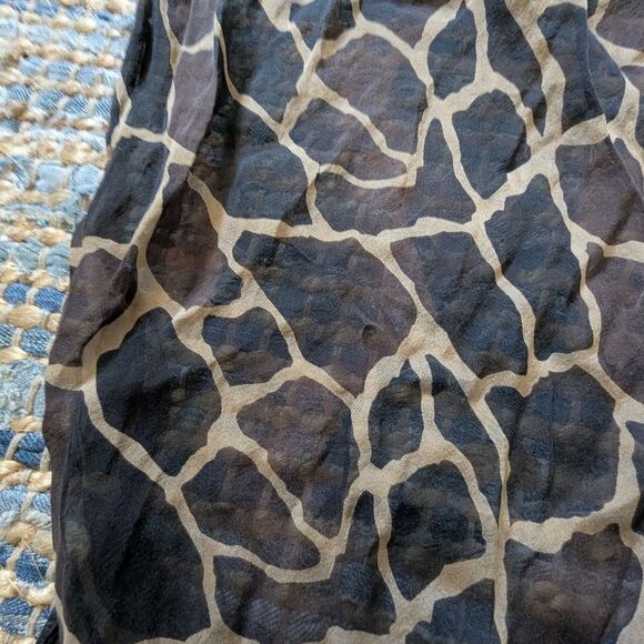 100% Silk Scarf Animal Print 60x12 Brown Black Tan Chiffon Y2K Baddie Mobwife - Picture 7 of 7